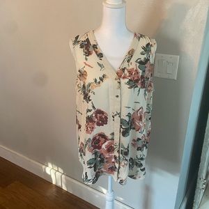 Floral Button Up Tank Blouse